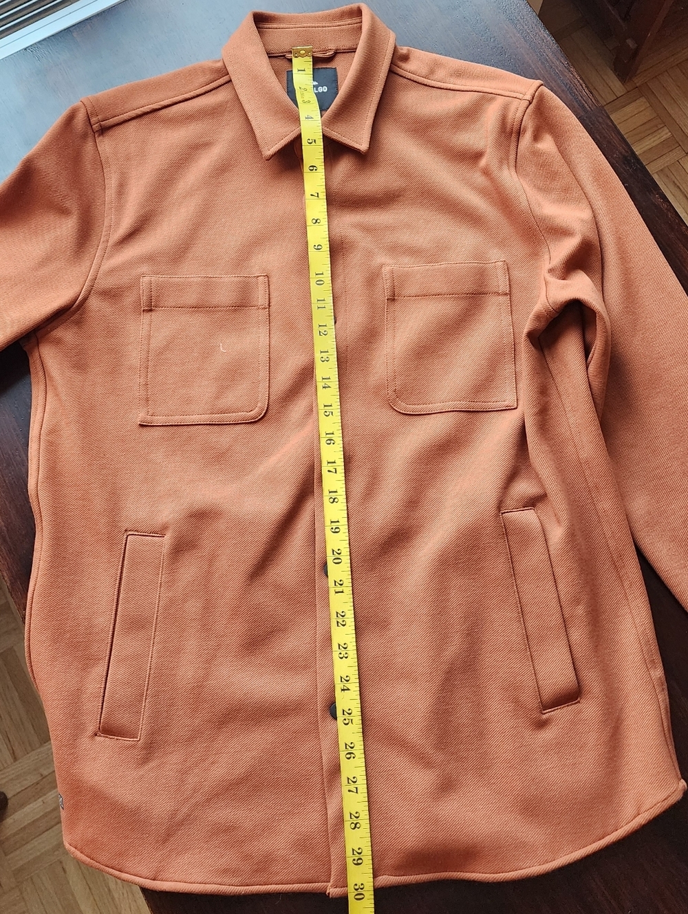 Men's Casual Button-Up Jacket in Rust Orange - Picture 7 of 10